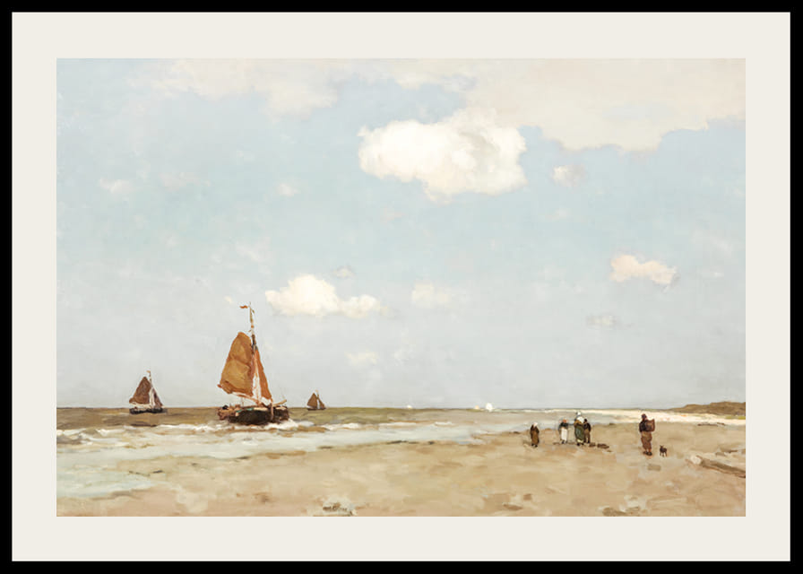 Beach Scene By Jan Hendrik Weissenbruch-12