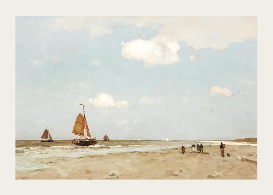 Beach Scene By Jan Hendrik Weissenbruch-12