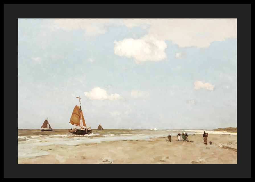 Beach Scene By Jan Hendrik Weissenbruch-12