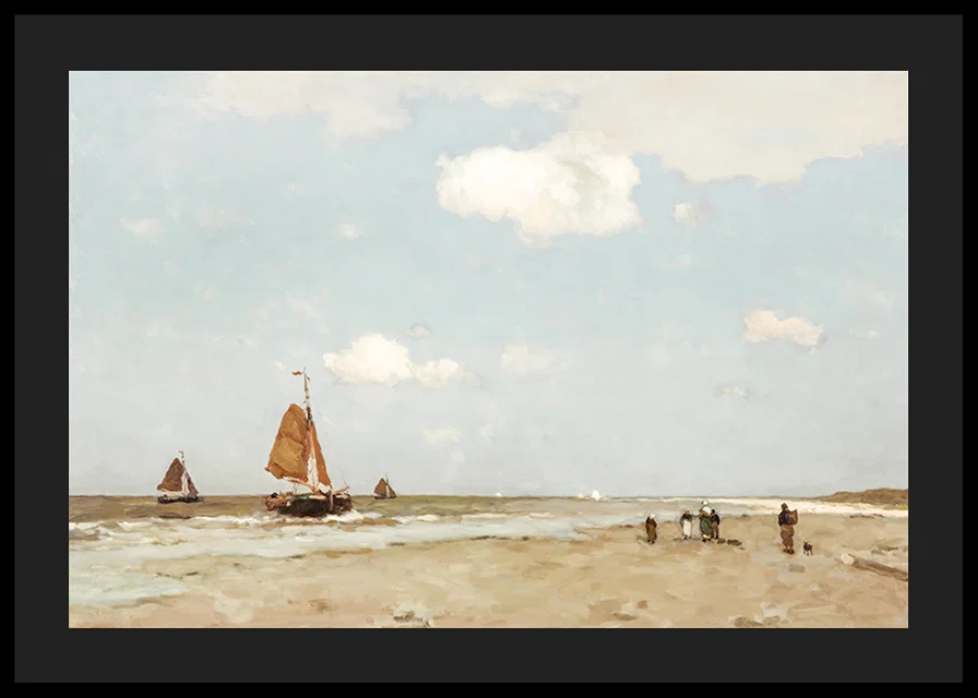 Beach Scene By Jan Hendrik Weissenbruch-12