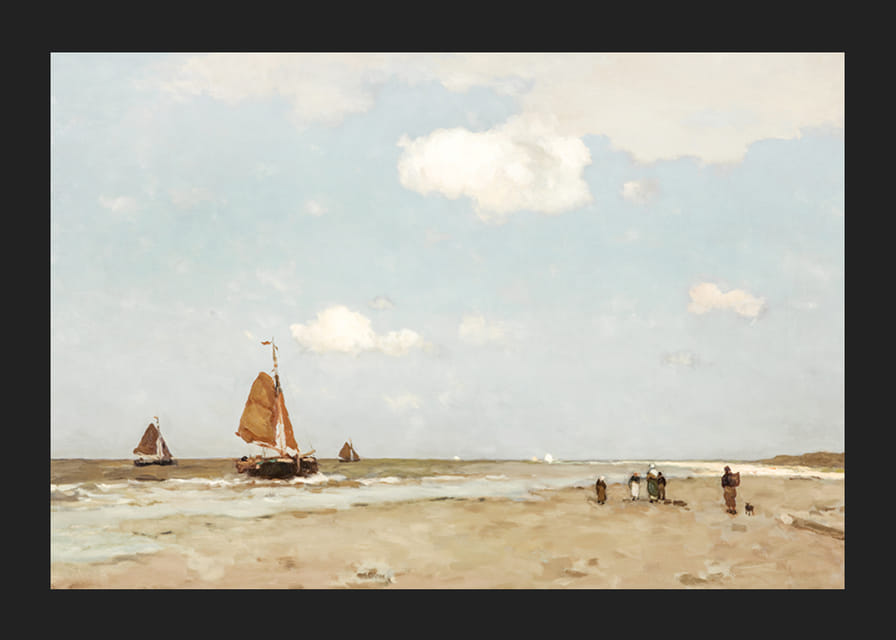 Beach Scene By Jan Hendrik Weissenbruch-12