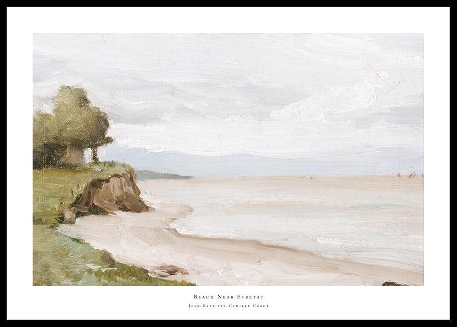 Beach Near Etretat By Jean-Baptiste-Camille Corot-12