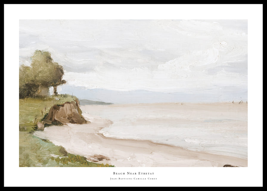 Beach Near Etretat By Jean-Baptiste-Camille Corot-12