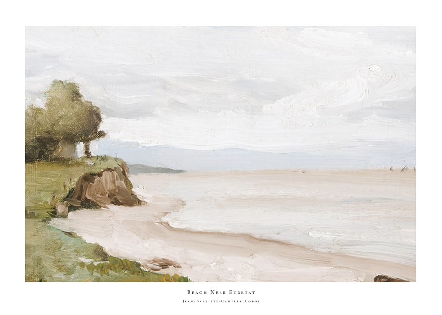 Beach Near Etretat By Jean-Baptiste-Camille Corot-12