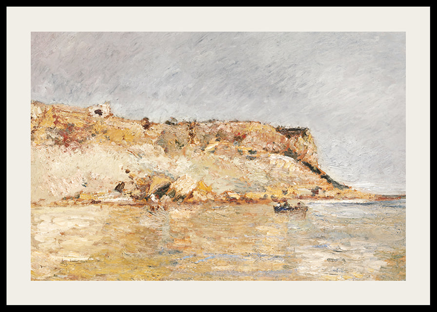 Cliff On The Water By Adolphe Monticelli-12