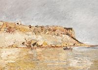 Cliff On The Water By Adolphe Monticelli-3