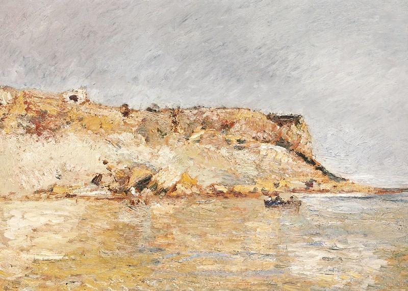 Cliff On The Water By Adolphe Monticelli-12