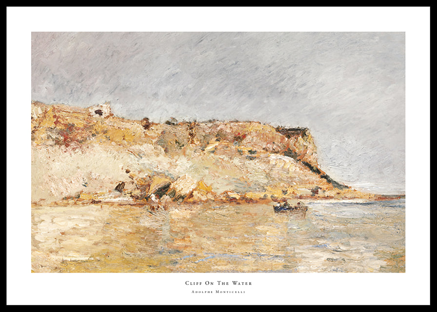 Cliff On The Water By Adolphe Monticelli-12