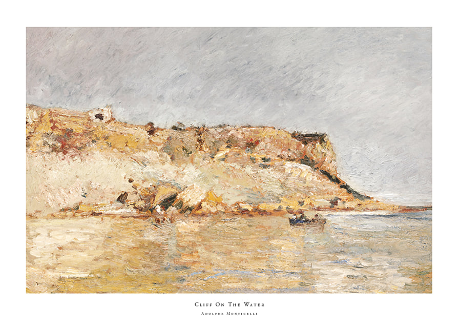 Cliff On The Water By Adolphe Monticelli-12
