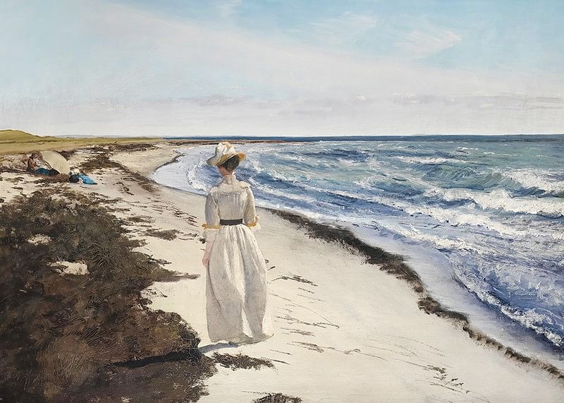 Dame Ved Karrebæksminde Strand By Laurits Andersen Ring-12