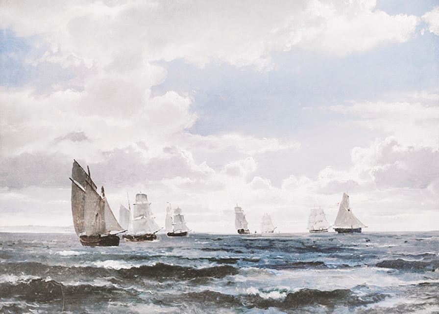 Sejlskibe I Sundet Syd For Kronborg By Carl Frederik Sørensen-12