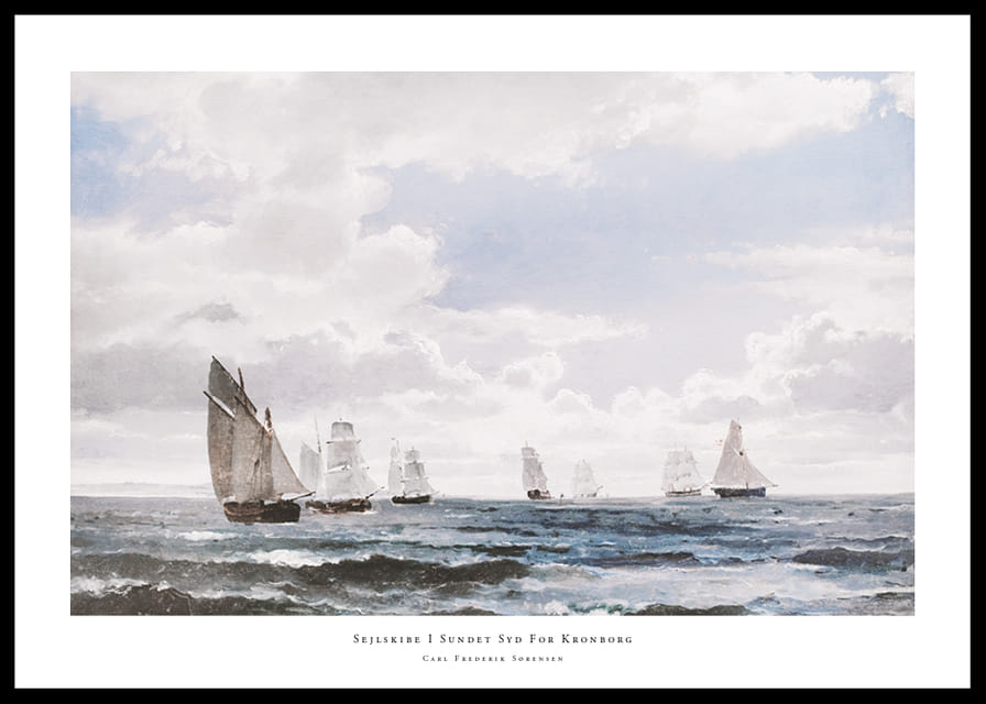 Sejlskibe I Sundet Syd For Kronborg By Carl Frederik Sørensen-12