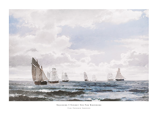 Plakāts Sejlskibe I Sundet Syd For Kronborg By Carl Frederik Sørensen