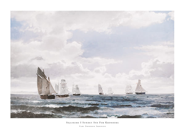 Plakatas Sejlskibe I Sundet Syd For Kronborg By Carl Frederik Sørensen