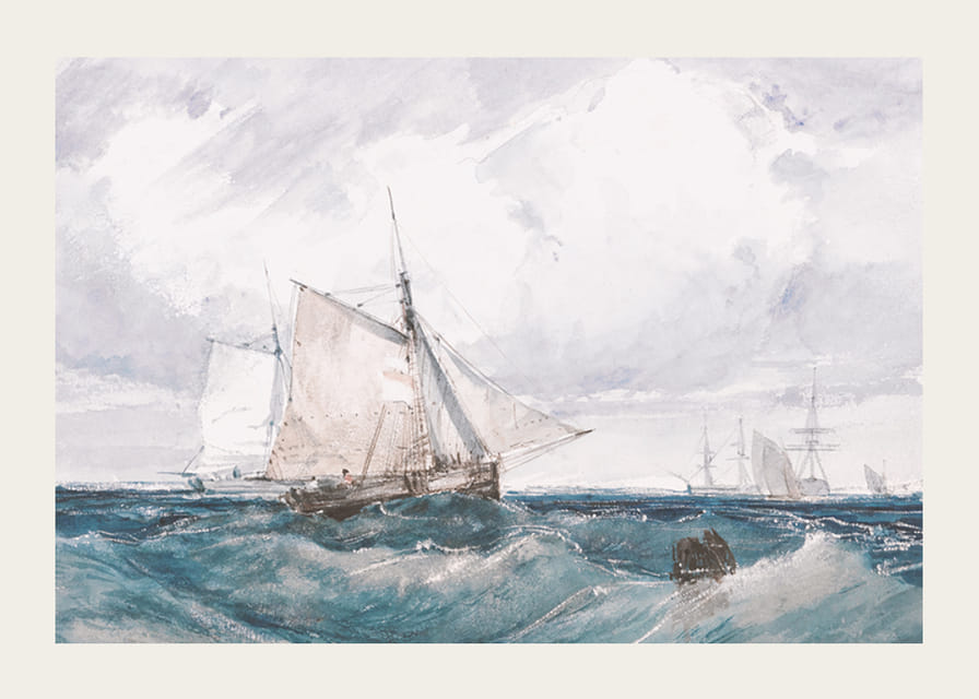 A Cutter And Other Shipping In A Breeze By Richard Parkes Bonington-12
