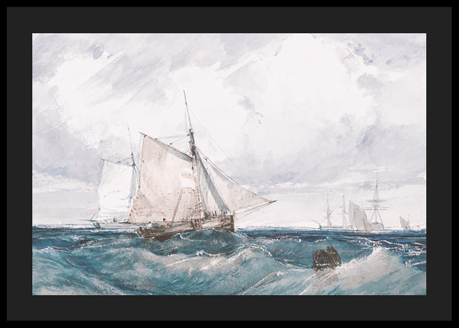 A Cutter And Other Shipping In A Breeze By Richard Parkes Bonington-12