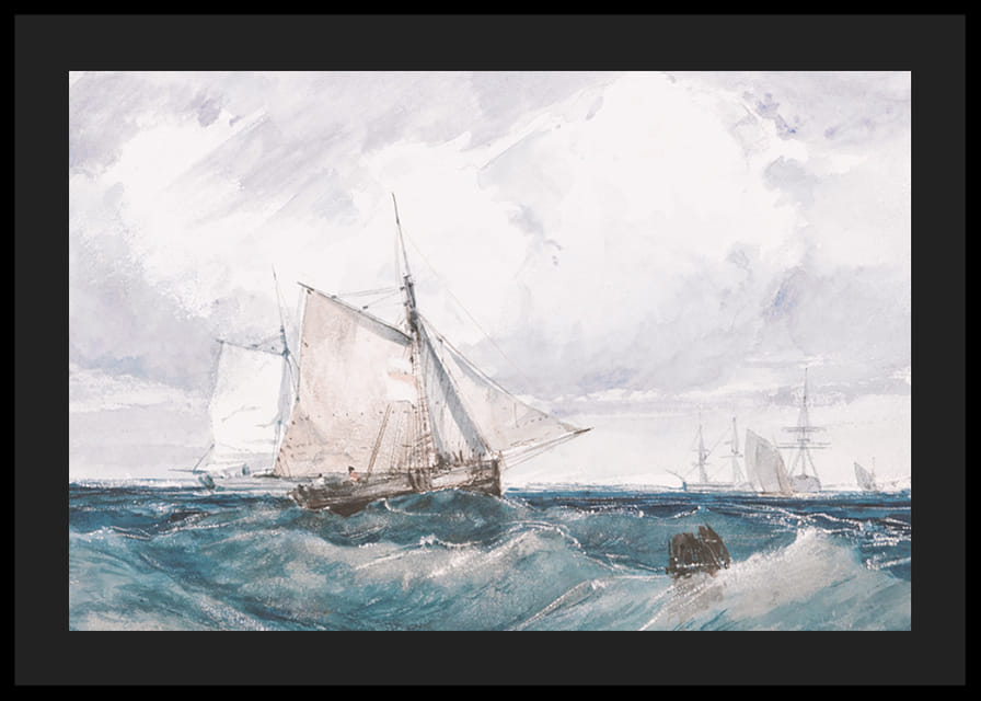 A Cutter And Other Shipping In A Breeze By Richard Parkes Bonington-12