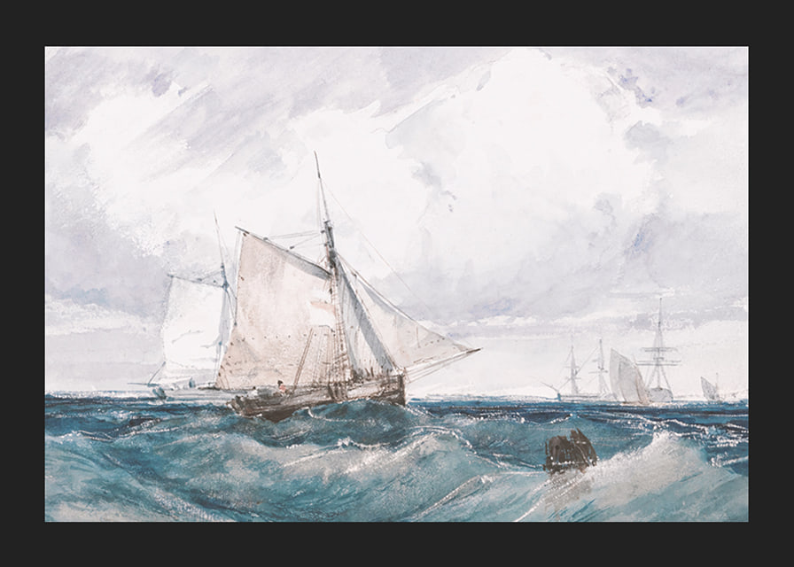 A Cutter And Other Shipping In A Breeze By Richard Parkes Bonington-12
