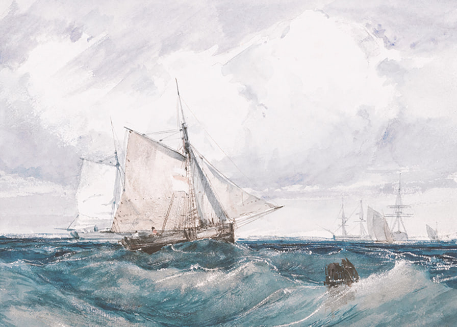 A Cutter And Other Shipping In A Breeze By Richard Parkes Bonington-12