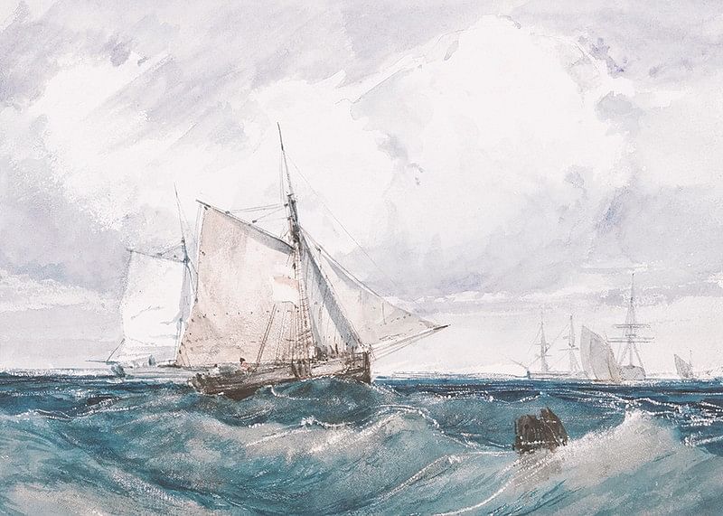 A Cutter And Other Shipping In A Breeze By Richard Parkes Bonington-12