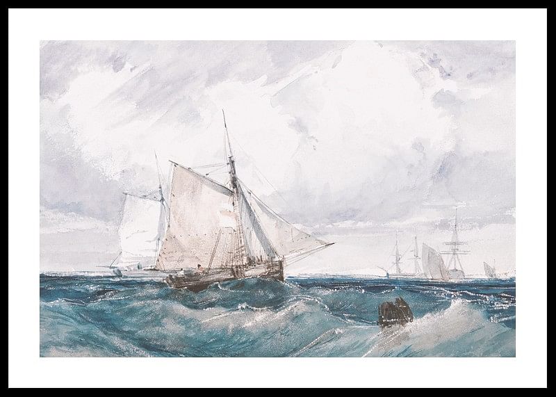 A Cutter And Other Shipping In A Breeze By Richard Parkes Bonington-12