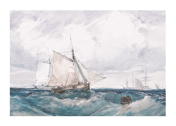 Plagát A Cutter And Other Shipping In A Breeze By Richard Parkes Bonington