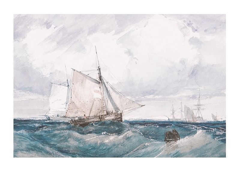 A Cutter And Other Shipping In A Breeze By Richard Parkes Bonington-12