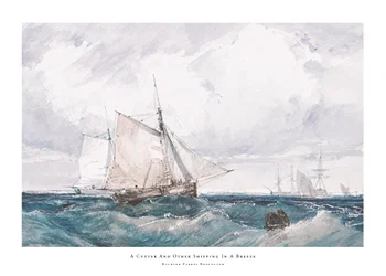 Poster A Cutter And Other Shipping In A Breeze By Richard Parkes Bonington