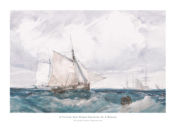 Plakatas A Cutter And Other Shipping In A Breeze By Richard Parkes Bonington