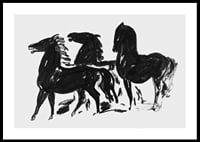 Drie Zwarte Paarden Staand Naar Links Kijkend By Leo Gestel-2
