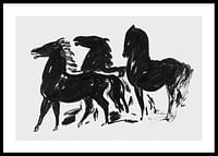 Drie Zwarte Paarden Staand Naar Links Kijkend By Leo Gestel-0