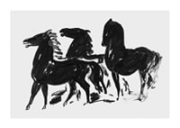 Drie Zwarte Paarden Staand Naar Links Kijkend By Leo Gestel-3