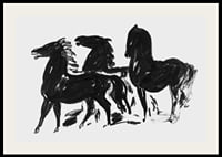 Drie Zwarte Paarden Staand Naar Links Kijkend By Leo Gestel-4
