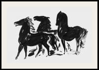 Drie Zwarte Paarden Staand Naar Links Kijkend By Leo Gestel-4