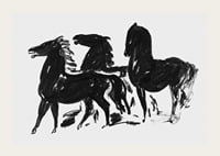 Drie Zwarte Paarden Staand Naar Links Kijkend By Leo Gestel-5