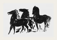 Drie Zwarte Paarden Staand Naar Links Kijkend By Leo Gestel-5