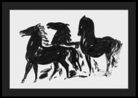Drie Zwarte Paarden Staand Naar Links Kijkend By Leo Gestel-6