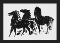 Drie Zwarte Paarden Staand Naar Links Kijkend By Leo Gestel-7