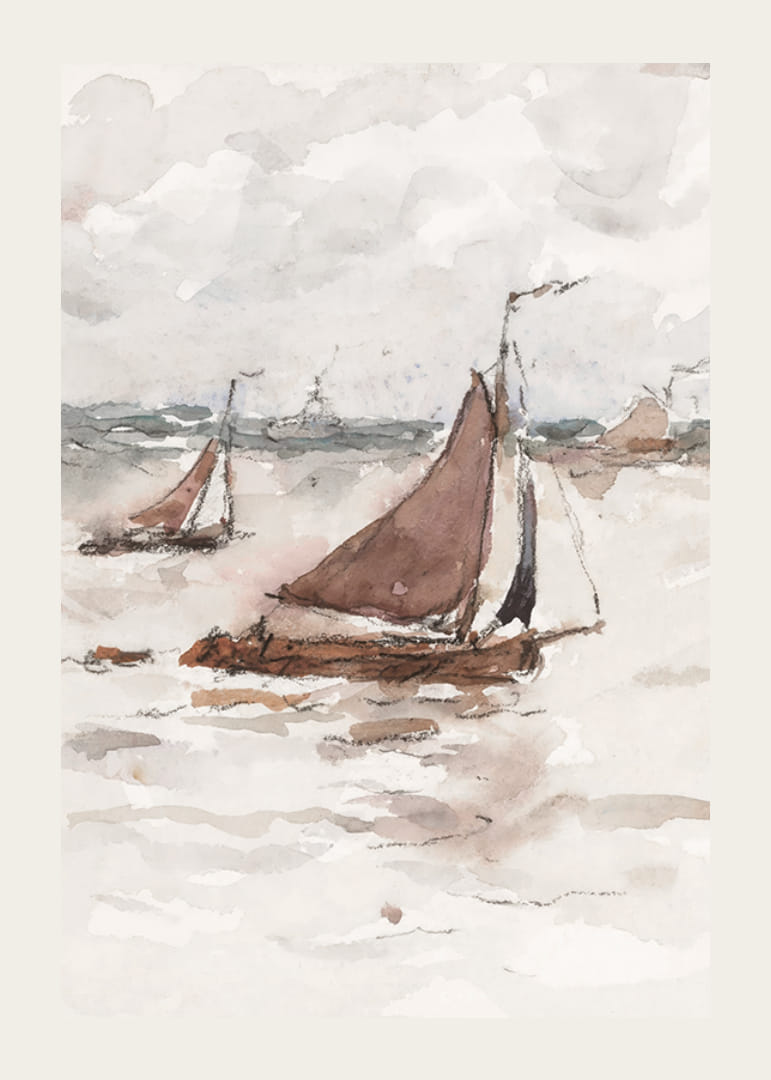 Zeilende Vissersschepen Op De Schelde By Carel Nicolaas Storm-12