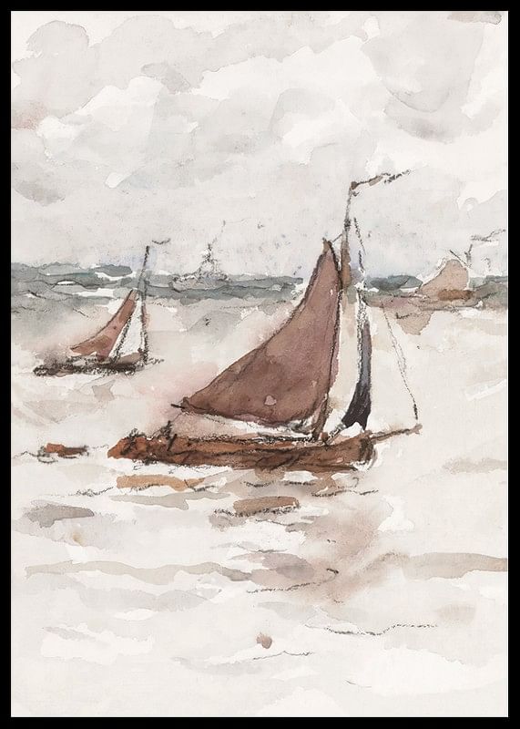 Zeilende Vissersschepen Op De Schelde By Carel Nicolaas Storm-12