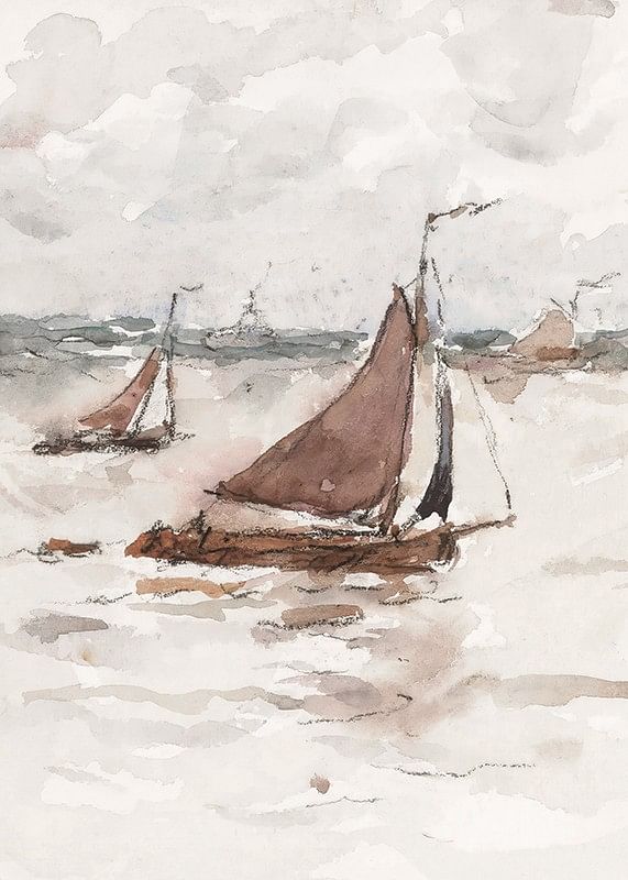 Zeilende Vissersschepen Op De Schelde By Carel Nicolaas Storm-12