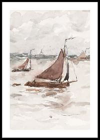 Zeilende Vissersschepen Op De Schelde By Carel Nicolaas Storm-0