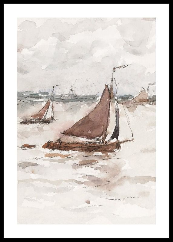 Zeilende Vissersschepen Op De Schelde By Carel Nicolaas Storm-12