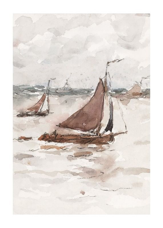 Plagát Zeilende Vissersschepen Op De Schelde By Carel Nicolaas Storm