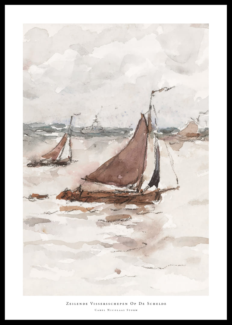 Zeilende Vissersschepen Op De Schelde By Carel Nicolaas Storm-12
