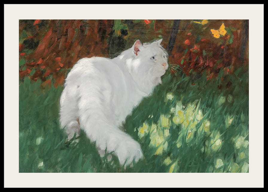White Cat And Butterflies By Arthur Heyer-12