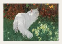 White Cat And Butterflies By Arthur Heyer-5