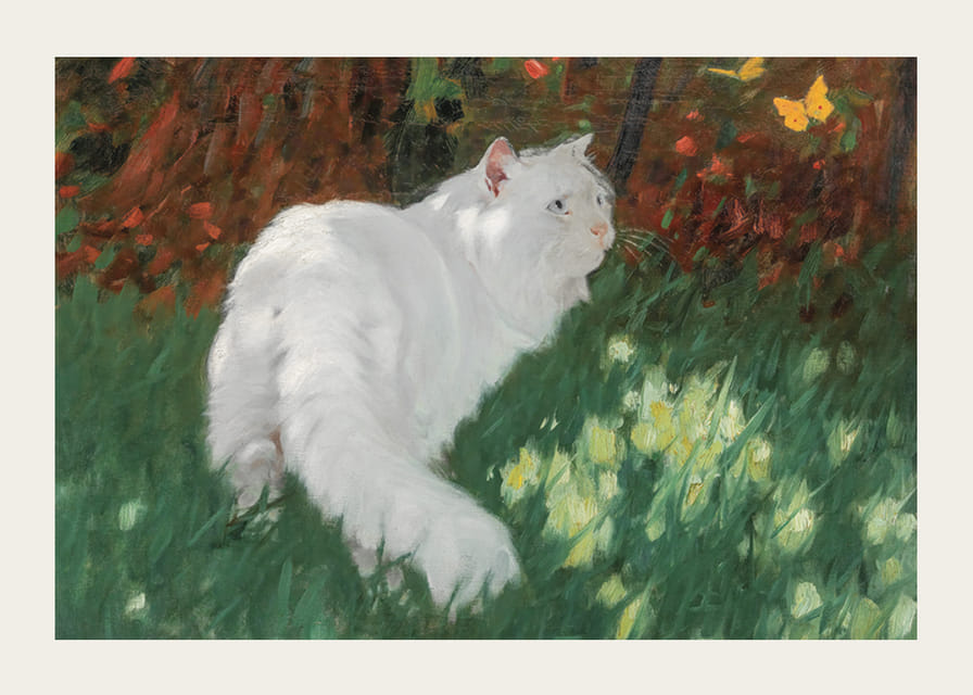 White Cat And Butterflies By Arthur Heyer-12