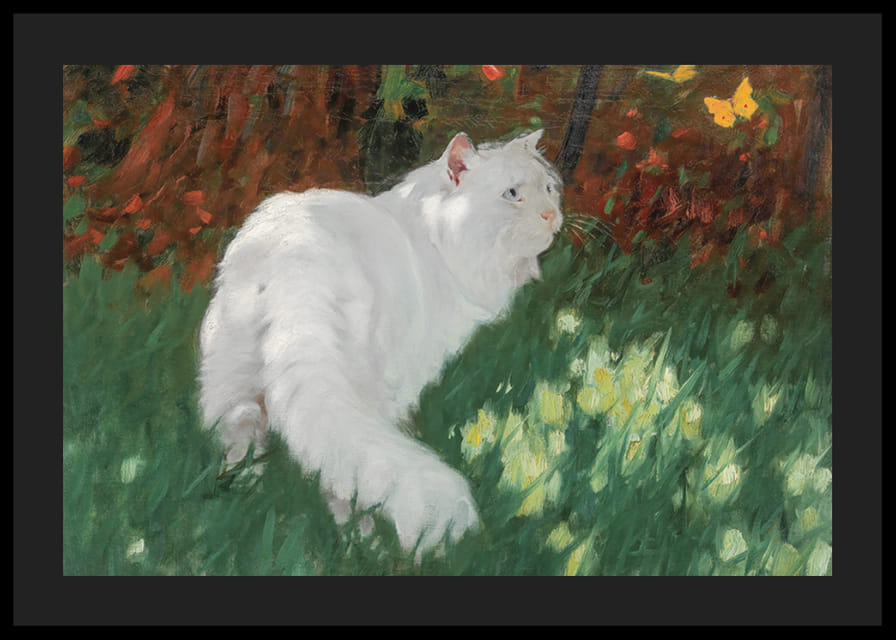 White Cat And Butterflies By Arthur Heyer-12