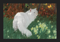 White Cat And Butterflies By Arthur Heyer-7